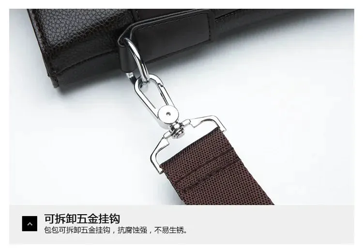 Men PU Leather Shoulder Fashion Business Bags Handbags Black Bag Men for Document Leather Laptop Briefcases Bag