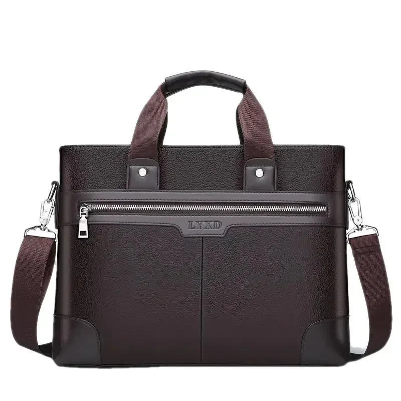 Men PU Leather Shoulder Fashion Business Bags Handbags Black Bag Men for Document Leather Laptop Briefcases Bag