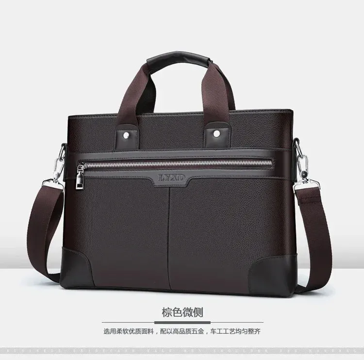 Men PU Leather Shoulder Fashion Business Bags Handbags Black Bag Men for Document Leather Laptop Briefcases Bag