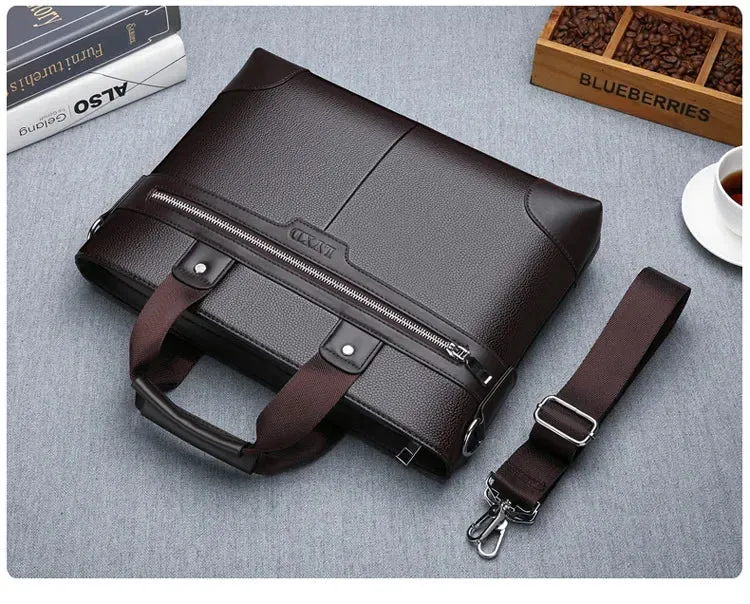 Men PU Leather Shoulder Fashion Business Bags Handbags Black Bag Men for Document Leather Laptop Briefcases Bag