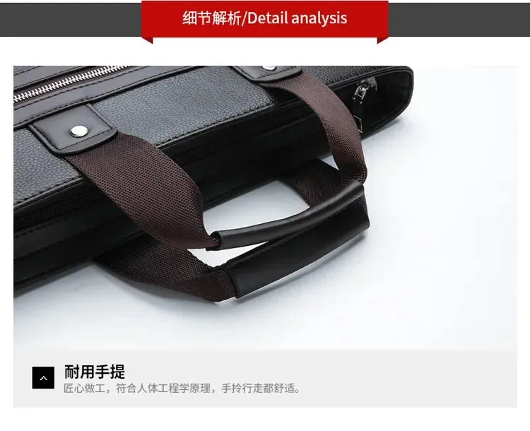 Men PU Leather Shoulder Fashion Business Bags Handbags Black Bag Men for Document Leather Laptop Briefcases Bag
