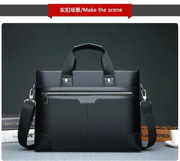 Men PU Leather Shoulder Fashion Business Bags Handbags Black Bag Men for Document Leather Laptop Briefcases Bag