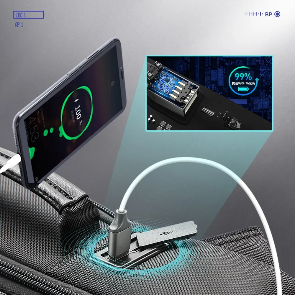 Men's Anti-Theft Waterproof Travel Backpacks with External USB Charging