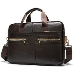 Men's briefcase genuine leather laptop bag