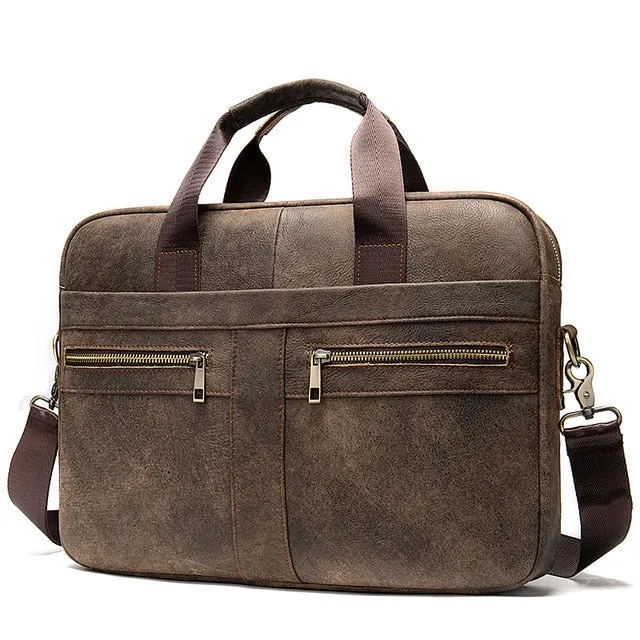 Men's briefcase genuine leather laptop bag