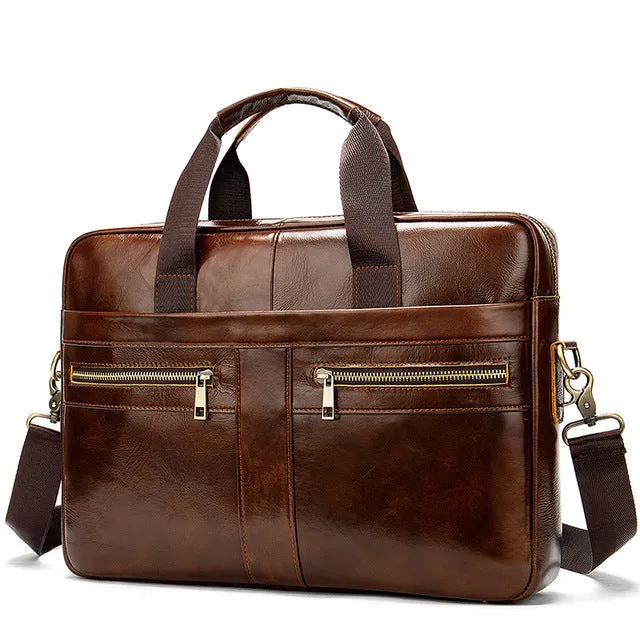 Men's briefcase genuine leather laptop bag