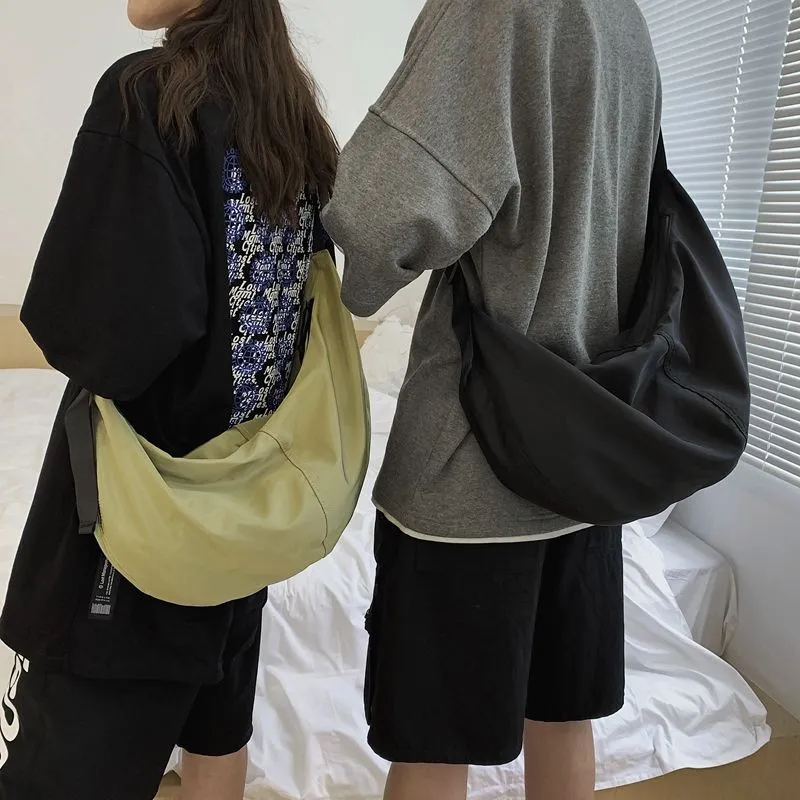 Men's Light Working Style Female Dumpling Black Crossbody Bags