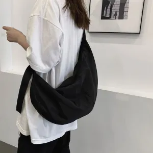 Men's Light Working Style Female Dumpling Black Crossbody Bags