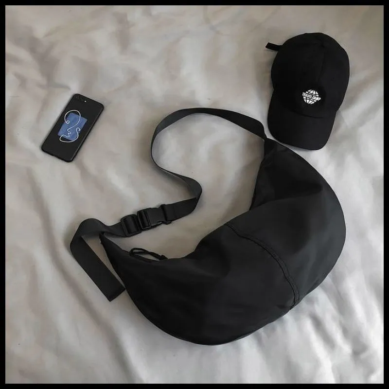 Men's Light Working Style Female Dumpling Black Crossbody Bags