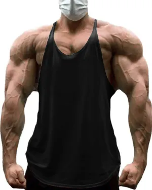 Men's Solid Color Sports Vest Fitness Thin Belt I-Back Halter Top White Yellow Red Gray Blue Black M-2XL