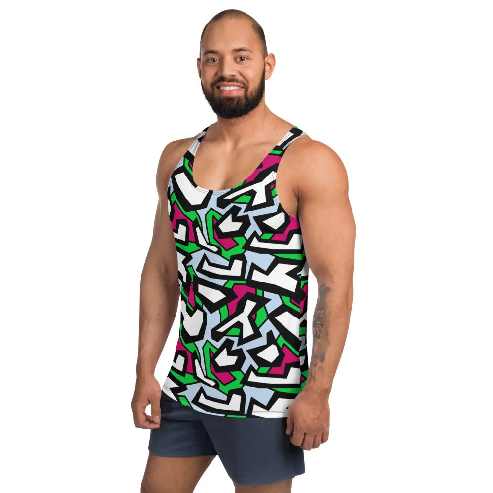 Mens Tank Top, Funky Geometric Subatomic