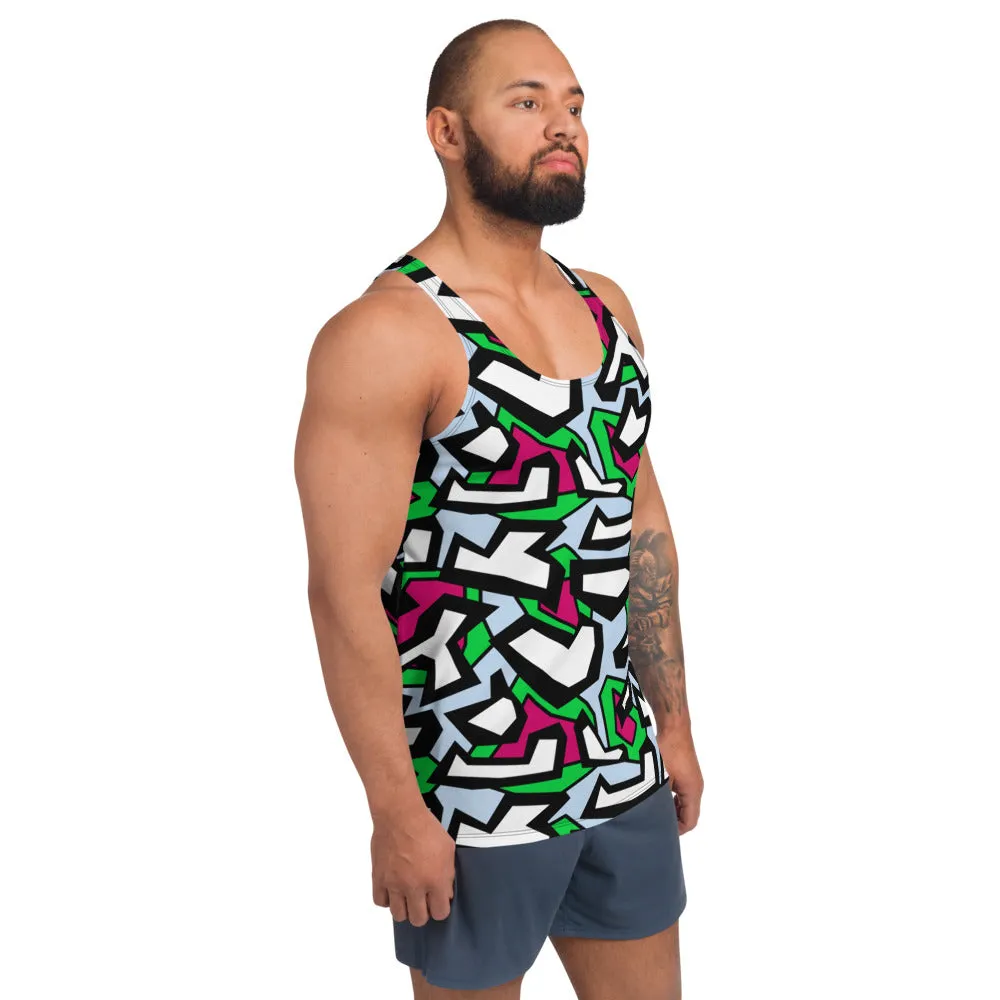 Mens Tank Top, Funky Geometric Subatomic