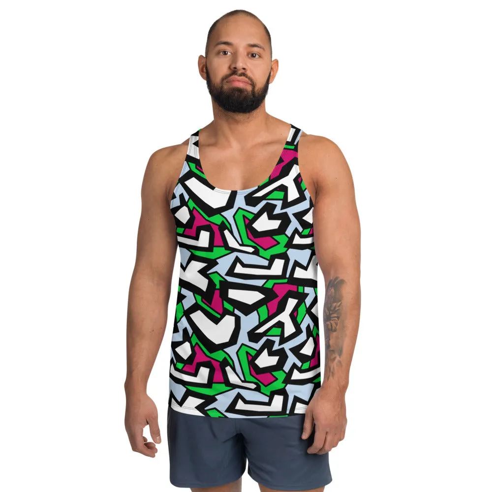 Mens Tank Top, Funky Geometric Subatomic