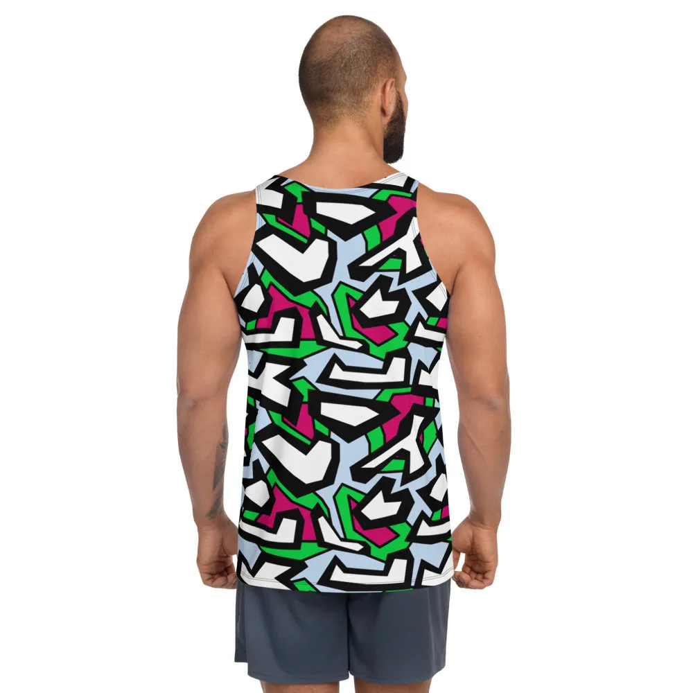 Mens Tank Top, Funky Geometric Subatomic