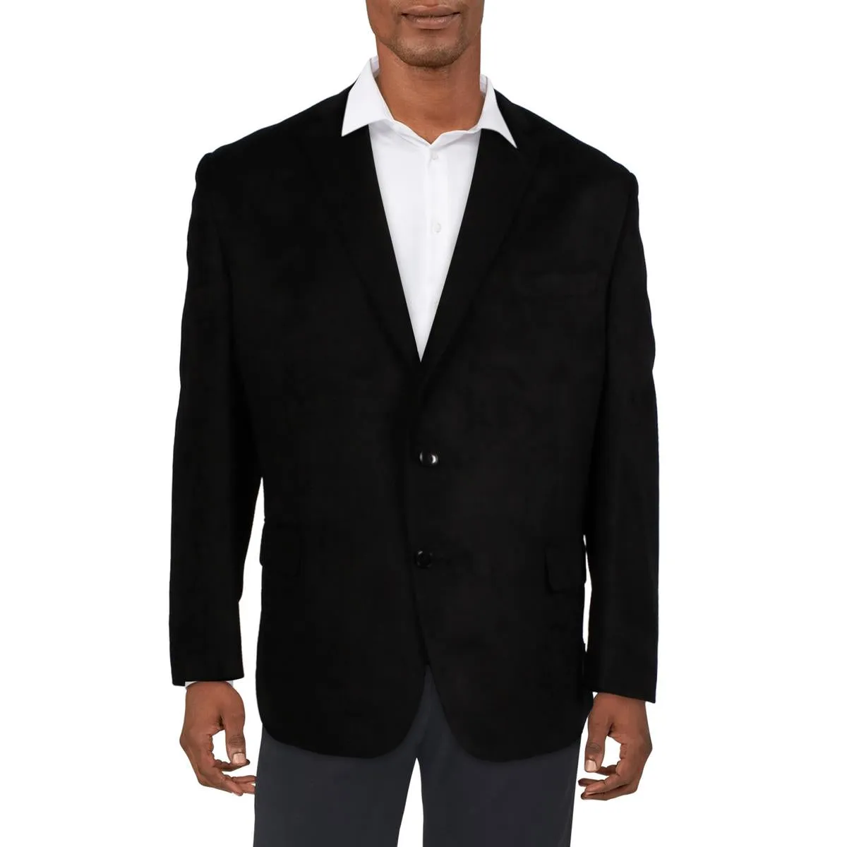 Michael Kors Mens Collar Faux Suede Two-Button Blazer