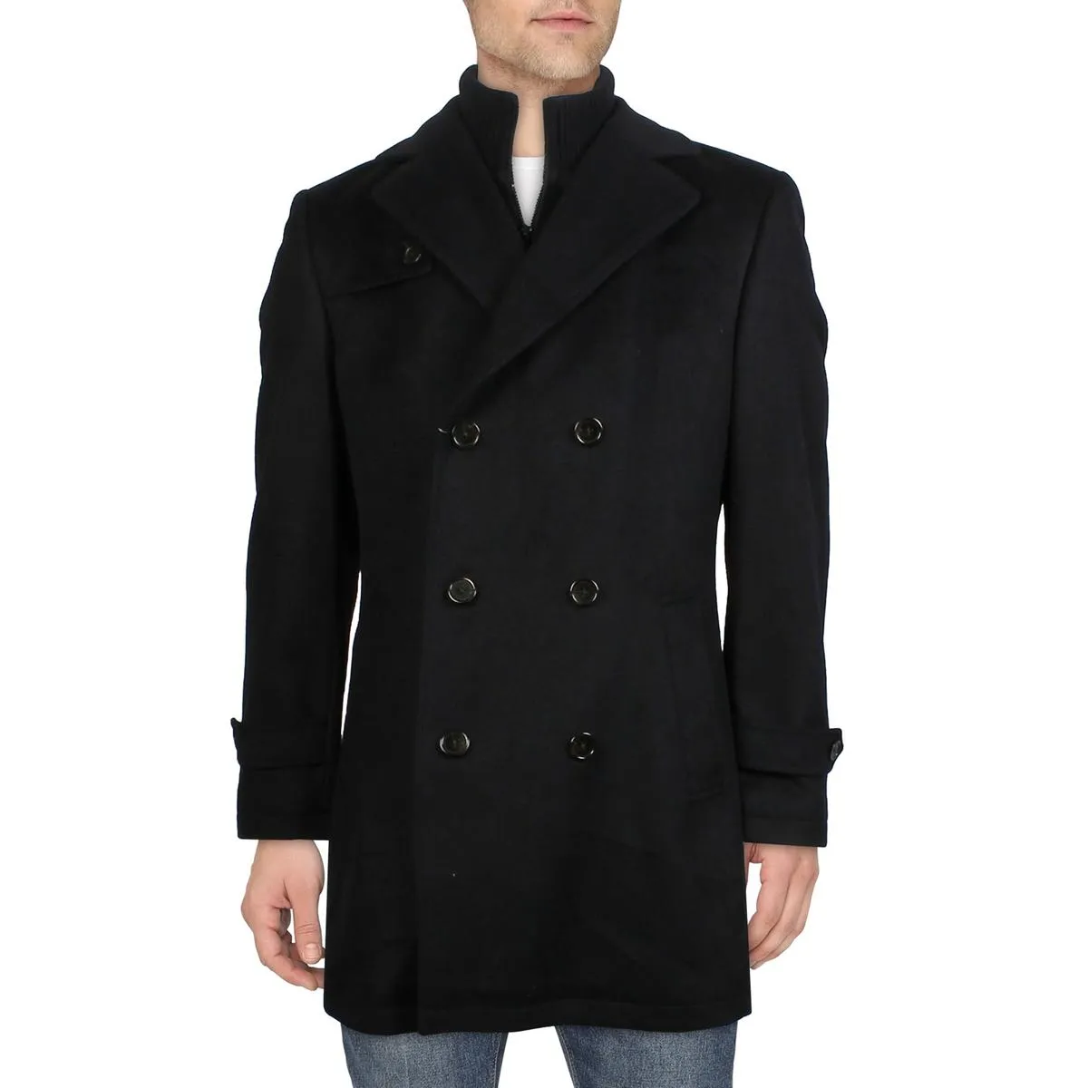 Michael Kors Mens Kester Double-Breasted Wool Overcoat