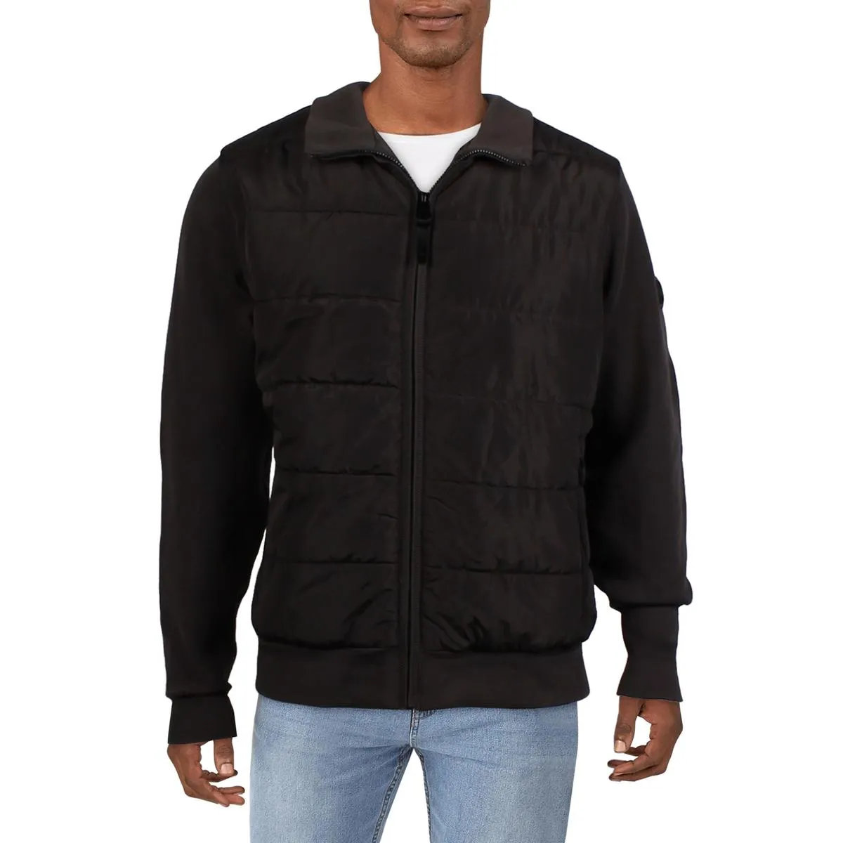 Michael Kors Mens Mixed Media Quilted Puffer Jacket