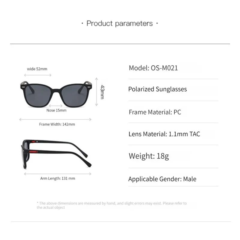 OOLVS Men's Fashion Lightweight Polarized Sunglasses Classic Retro Oval Glasses UV400 Lenses OS-M021