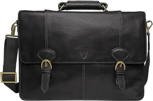 Parker Men's Leather Laptop Briefcase Black