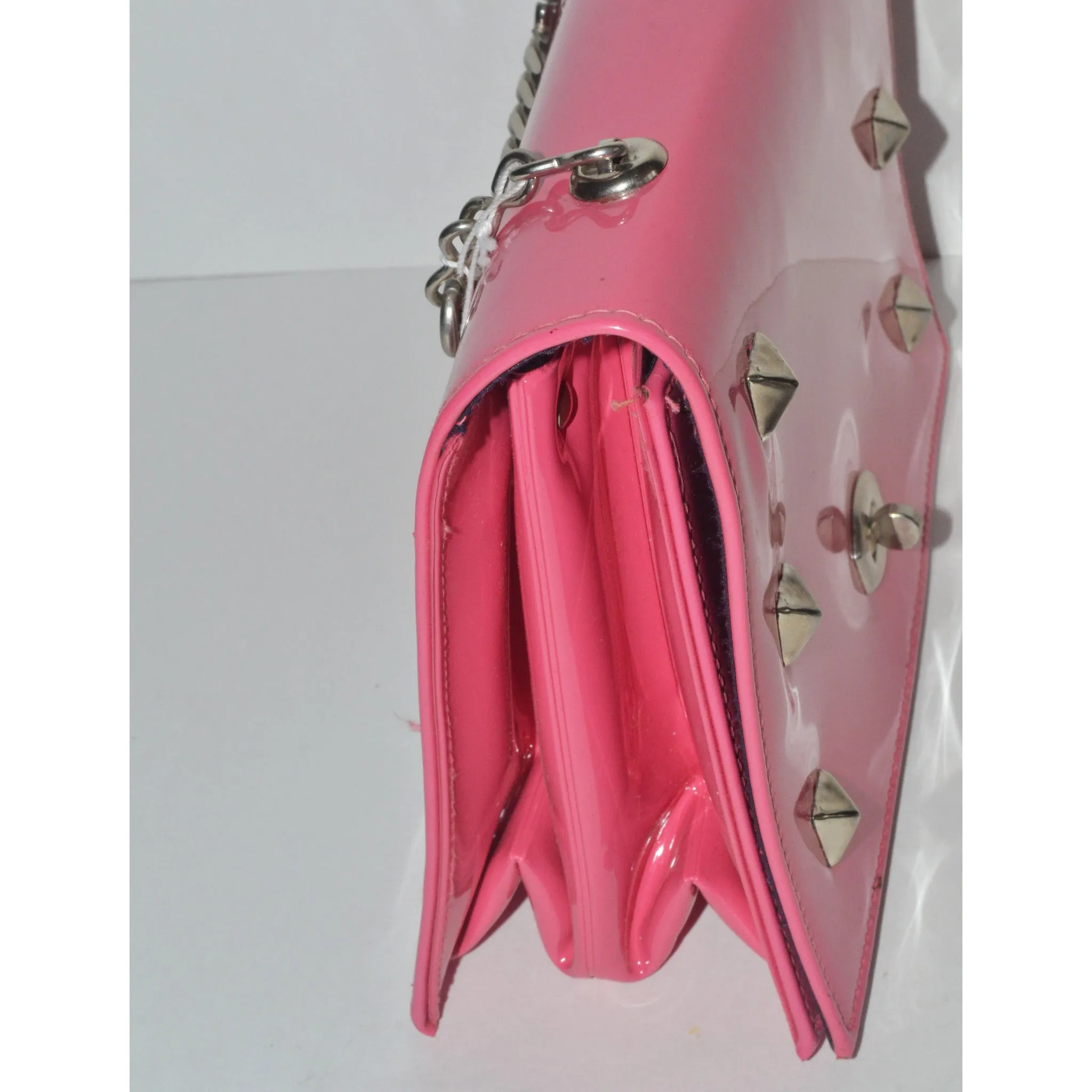 Pink Studded High Gloss Vinyl Purse