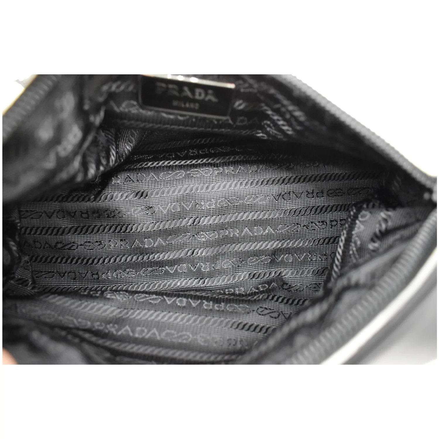 PRADA New Vela Cylindrical Nylon Shoulder Bag White