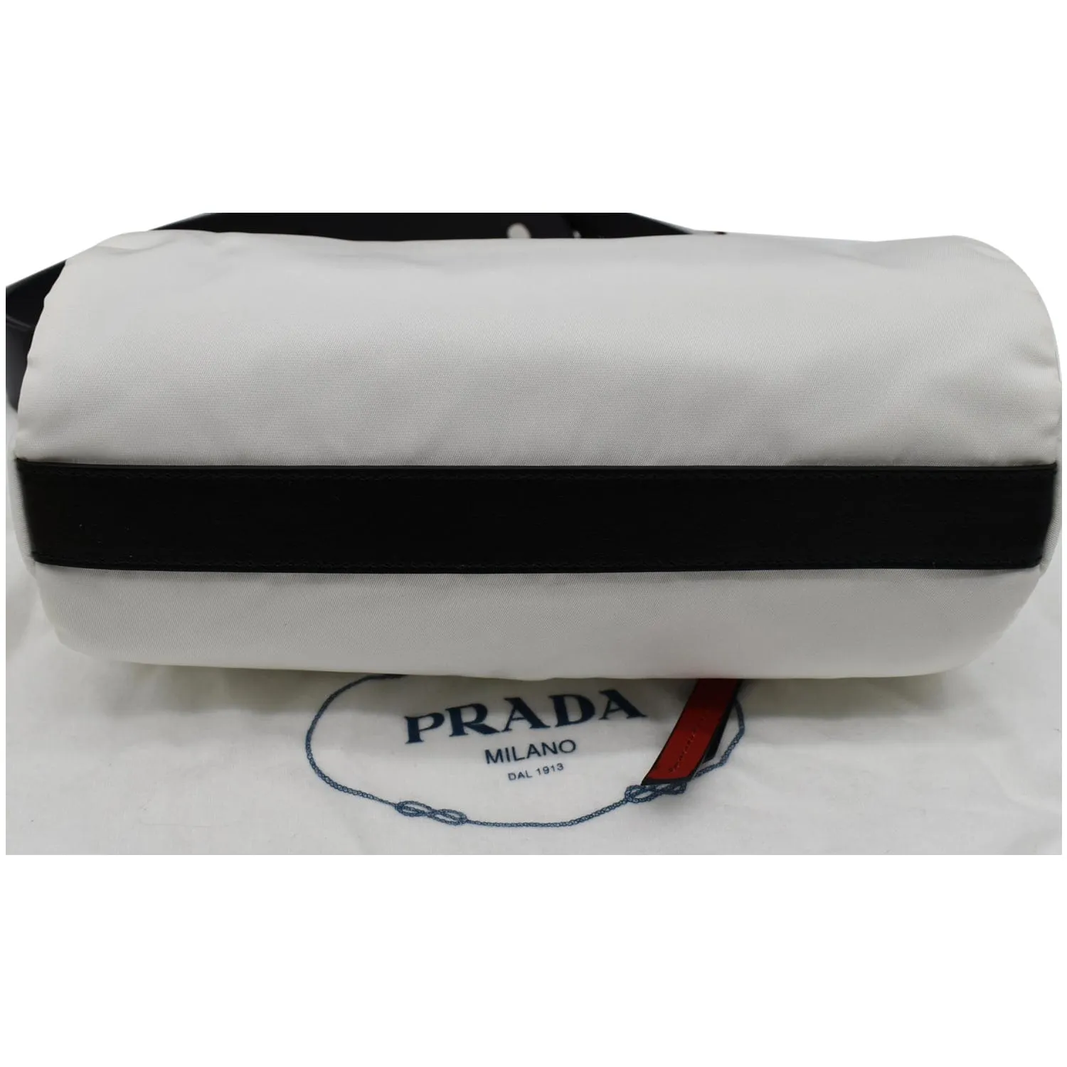 PRADA New Vela Cylindrical Nylon Shoulder Bag White