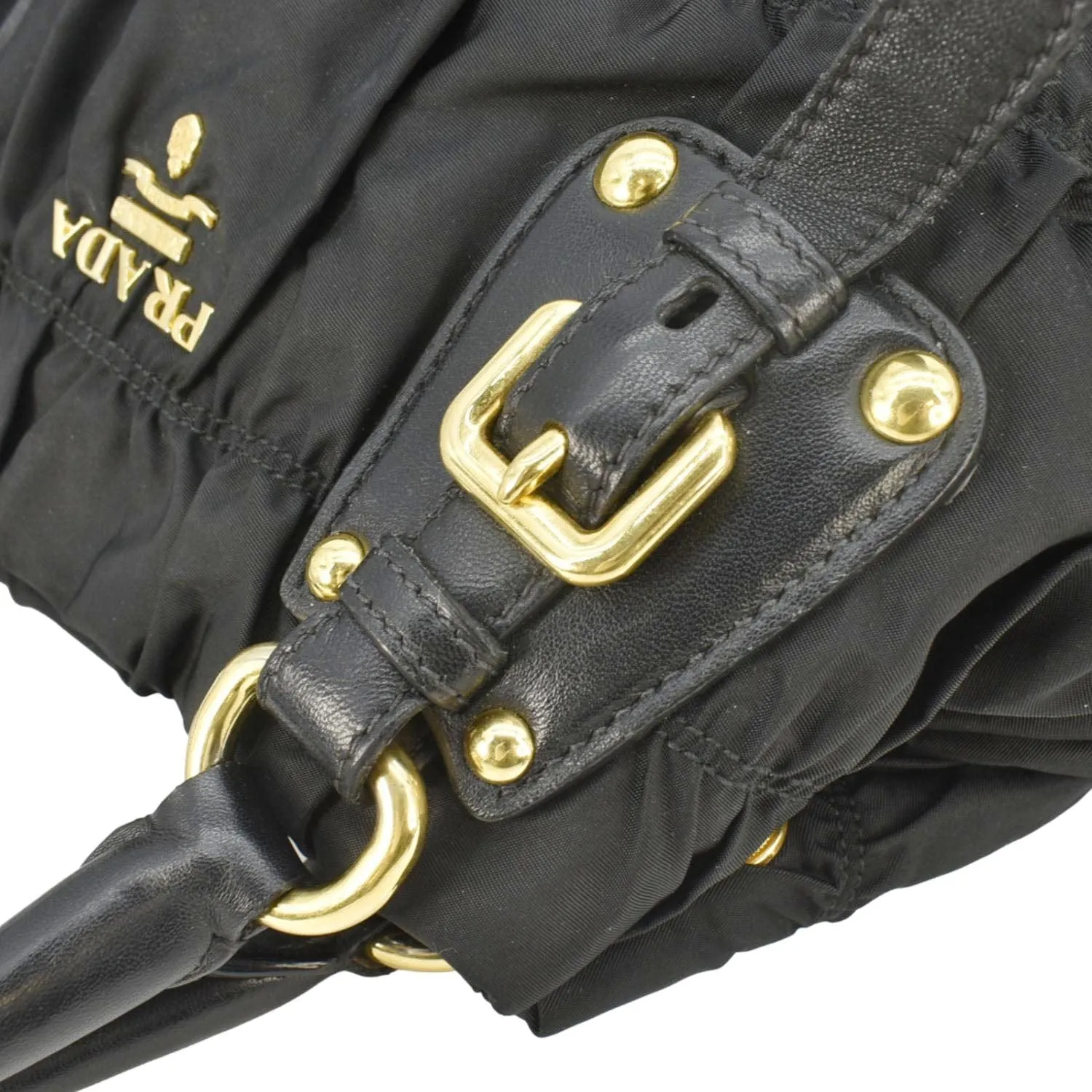 PRADA Tessuto Gaufre Nylon Tote Shoulder Bag Black