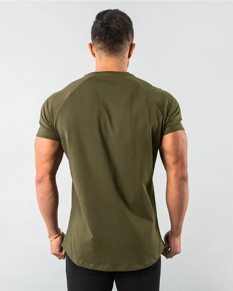 Solid Color Popular Men's Short Sleeve Fitness Sports T-short White Black Deep Gray Army Green Wine Red Blue M-2XL