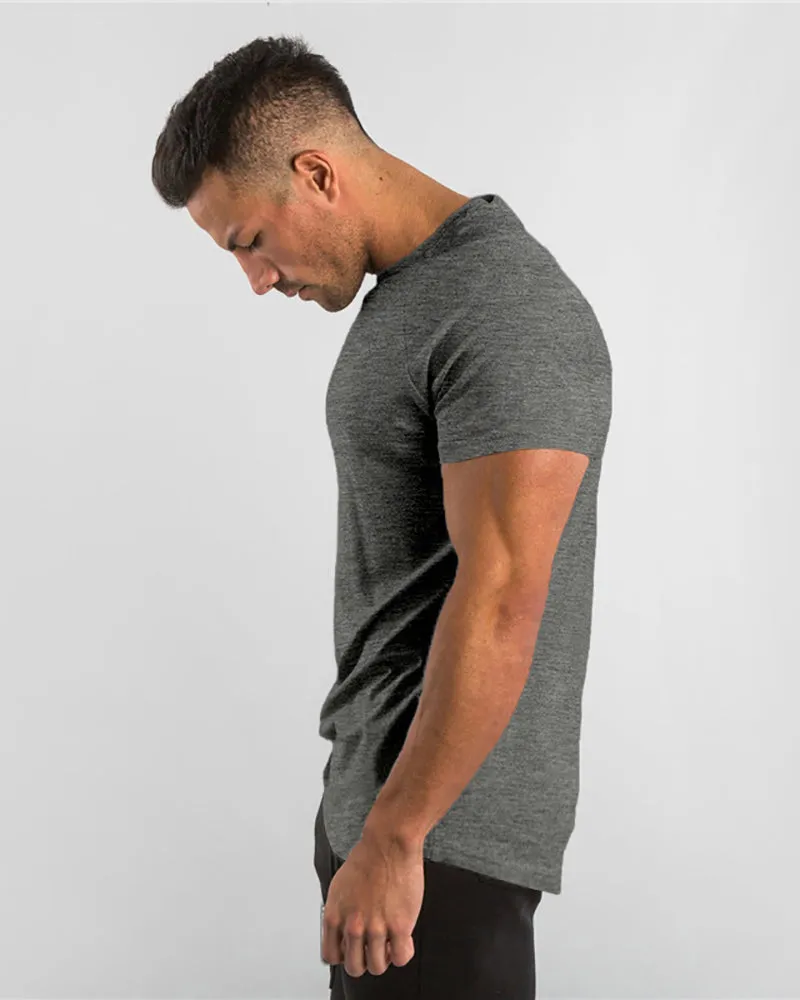 Solid Color Popular Men's Short Sleeve Fitness Sports T-short White Black Deep Gray Army Green Wine Red Blue M-2XL