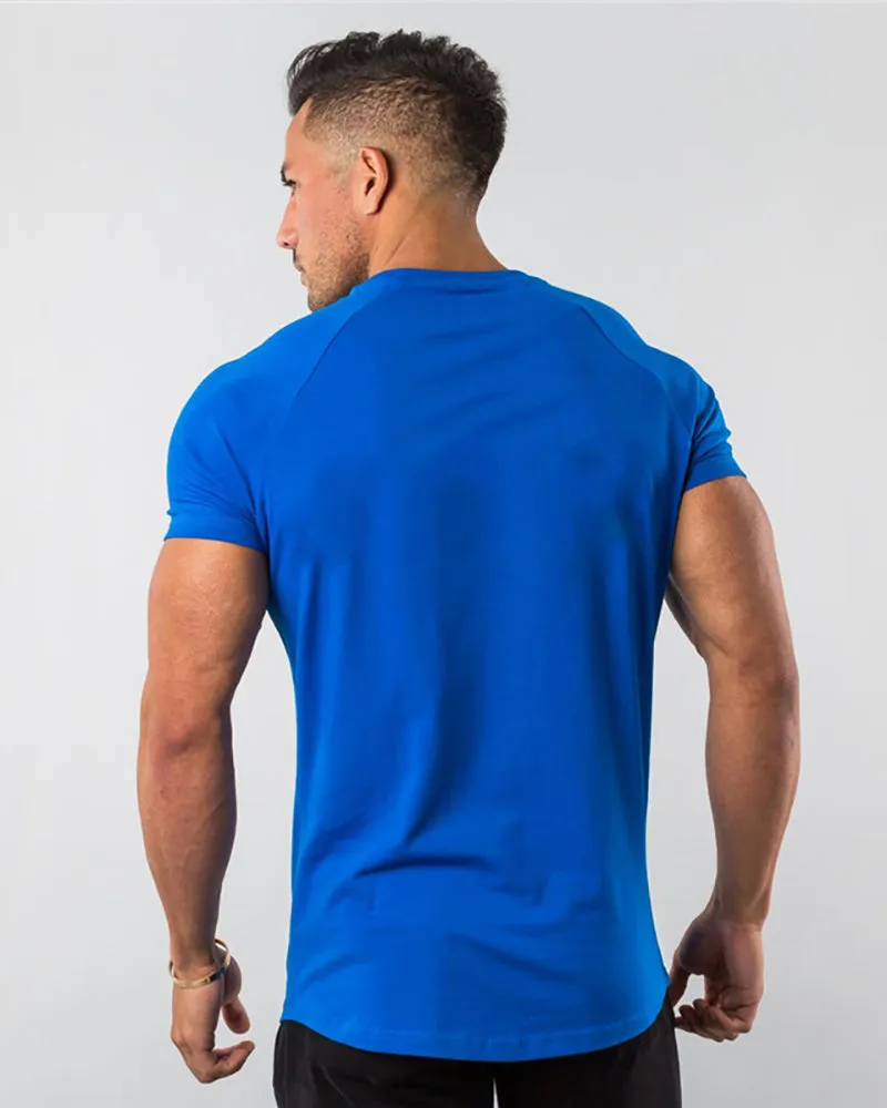 Solid Color Popular Men's Short Sleeve Fitness Sports T-short White Black Deep Gray Army Green Wine Red Blue M-2XL