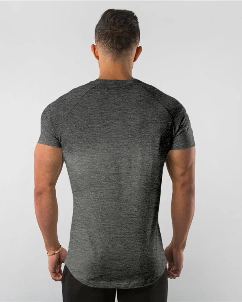 Solid Color Popular Men's Short Sleeve Fitness Sports T-short White Black Deep Gray Army Green Wine Red Blue M-2XL