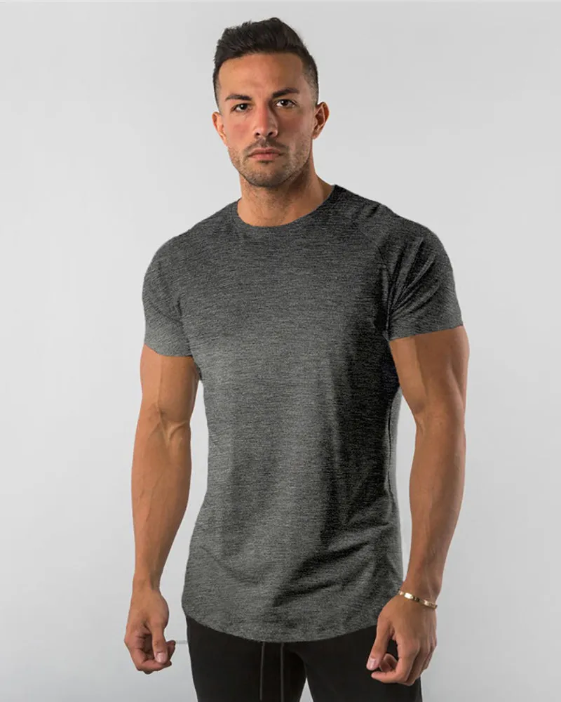 Solid Color Popular Men's Short Sleeve Fitness Sports T-short White Black Deep Gray Army Green Wine Red Blue M-2XL