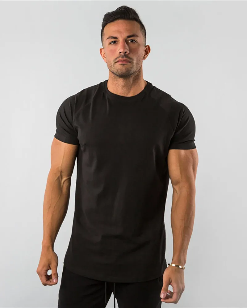 Solid Color Popular Men's Short Sleeve Fitness Sports T-short White Black Deep Gray Army Green Wine Red Blue M-2XL