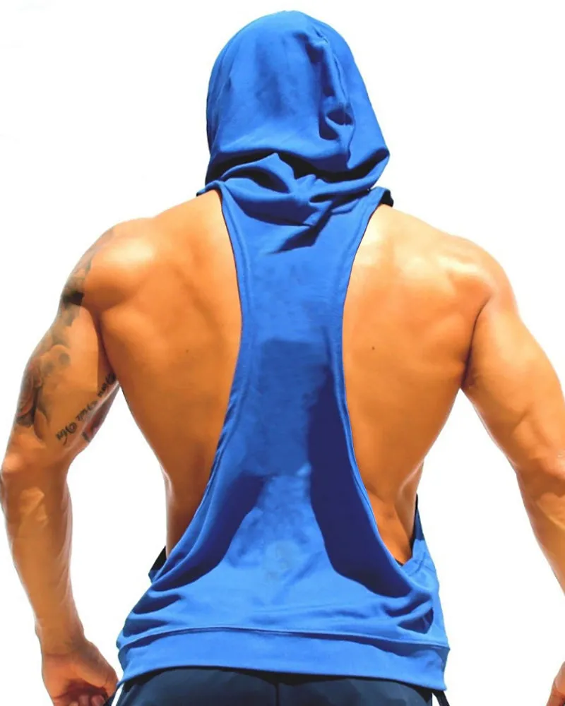 Sports Men's Sleeveless Hooded Solid Color Vest Black Gray Red Yellow Blue Green M-2XL