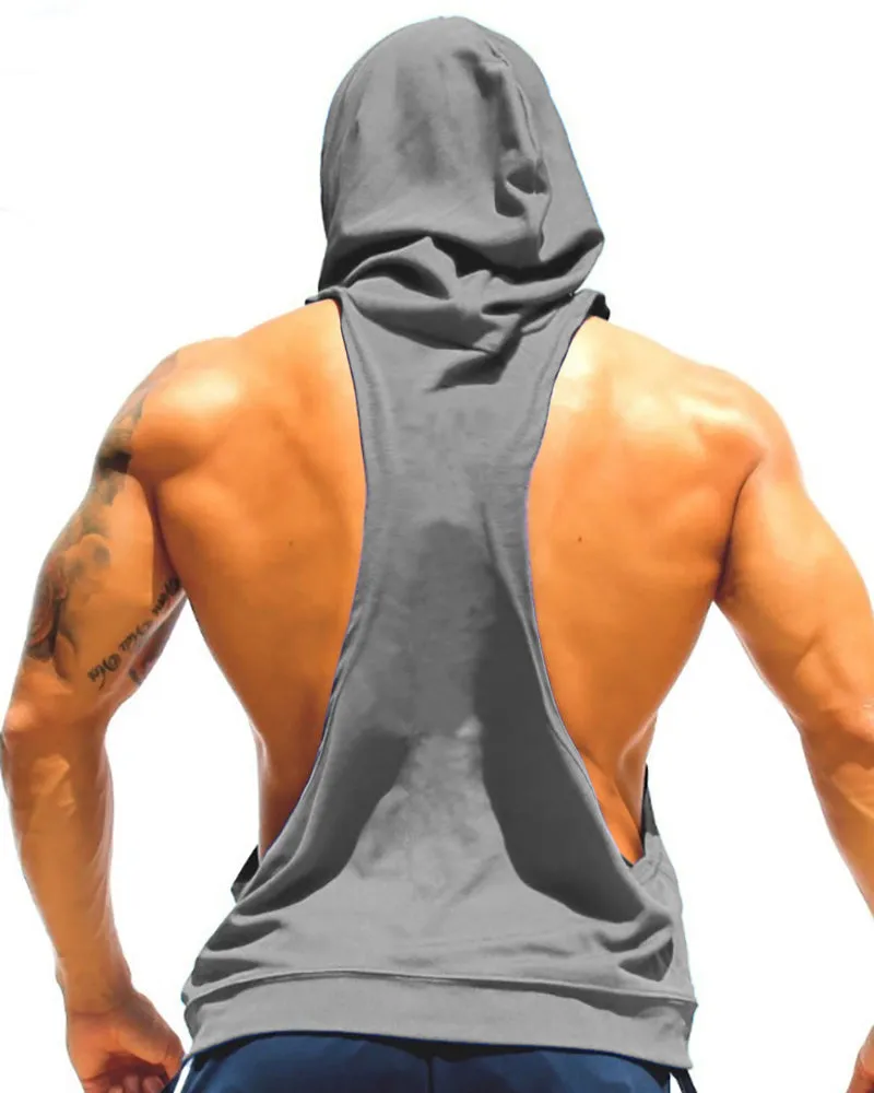 Sports Men's Sleeveless Hooded Solid Color Vest Black Gray Red Yellow Blue Green M-2XL