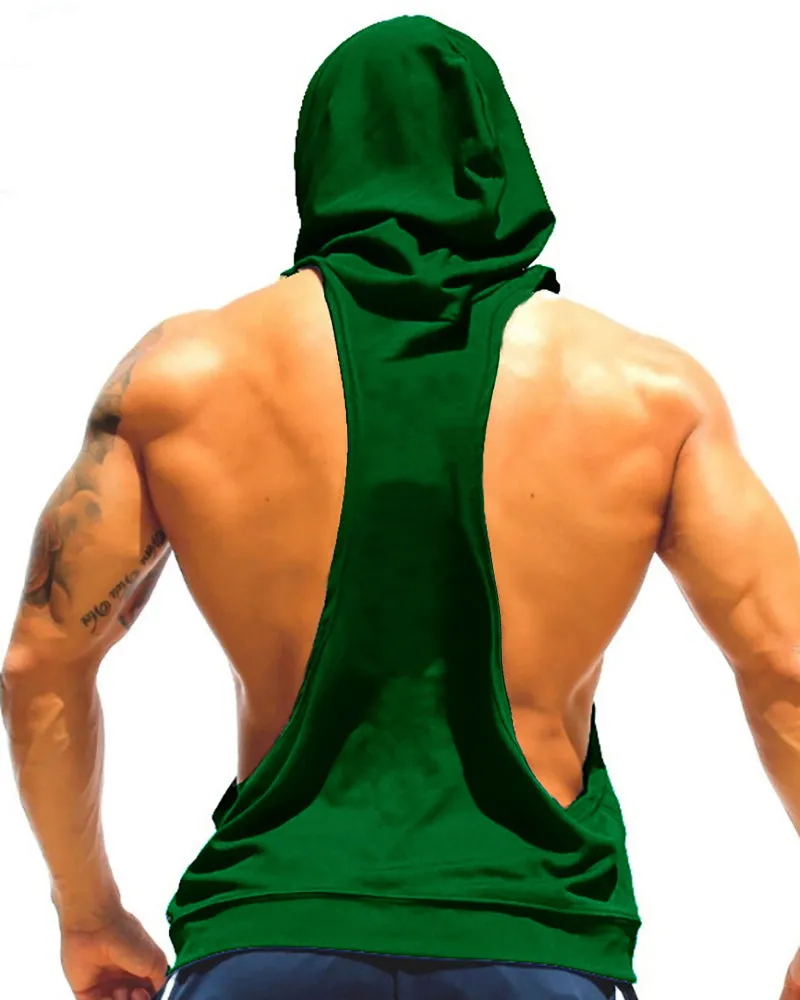 Sports Men's Sleeveless Hooded Solid Color Vest Black Gray Red Yellow Blue Green M-2XL
