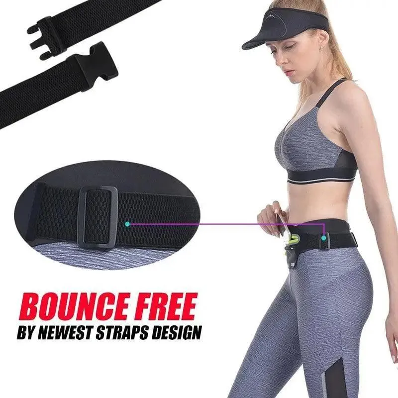 Stylish Hidden Waist Bag Sports Phone Men's Belt Bag Ultra-Thin Waterproof Mini Fanny Pack Black Reflective Runners Belt Jogging Pocket Belt