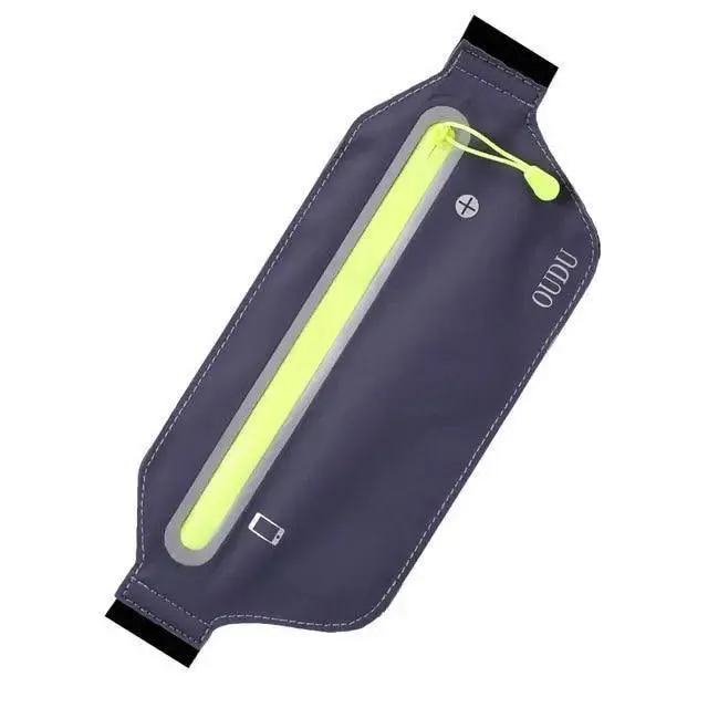 Stylish Hidden Waist Bag Sports Phone Men's Belt Bag Ultra-Thin Waterproof Mini Fanny Pack Black Reflective Runners Belt Jogging Pocket Belt