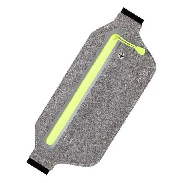 Stylish Hidden Waist Bag Sports Phone Men's Belt Bag Ultra-Thin Waterproof Mini Fanny Pack Black Reflective Runners Belt Jogging Pocket Belt