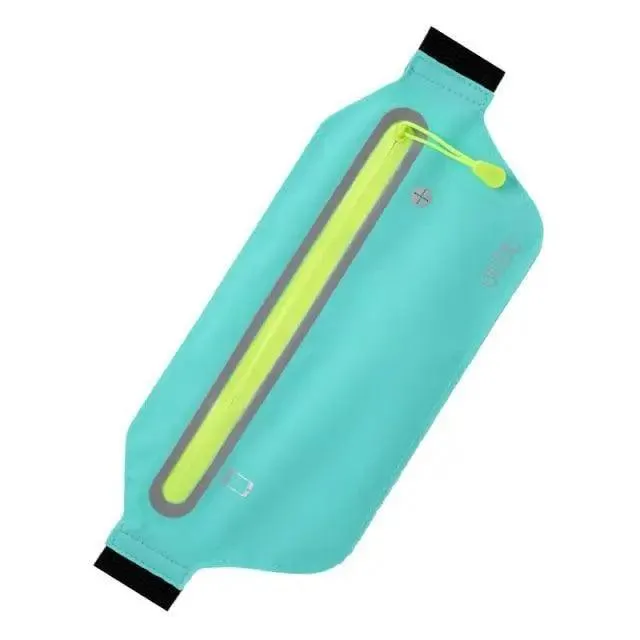 Stylish Hidden Waist Bag Sports Phone Men's Belt Bag Ultra-Thin Waterproof Mini Fanny Pack Black Reflective Runners Belt Jogging Pocket Belt