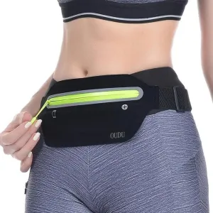 Stylish Hidden Waist Bag Sports Phone Men's Belt Bag Ultra-Thin Waterproof Mini Fanny Pack Black Reflective Runners Belt Jogging Pocket Belt