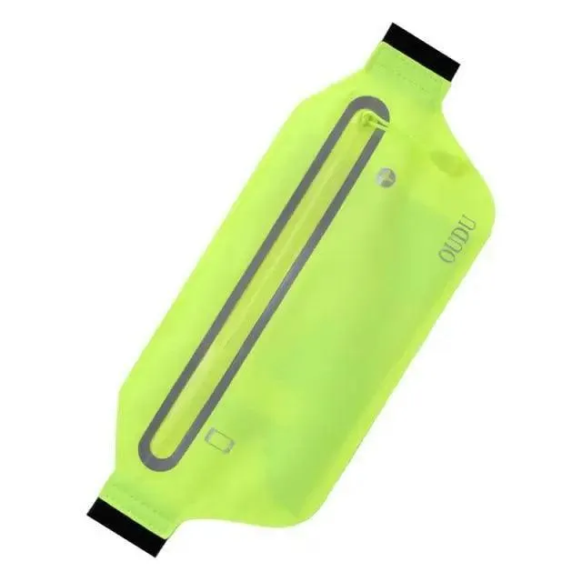 Stylish Hidden Waist Bag Sports Phone Men's Belt Bag Ultra-Thin Waterproof Mini Fanny Pack Black Reflective Runners Belt Jogging Pocket Belt
