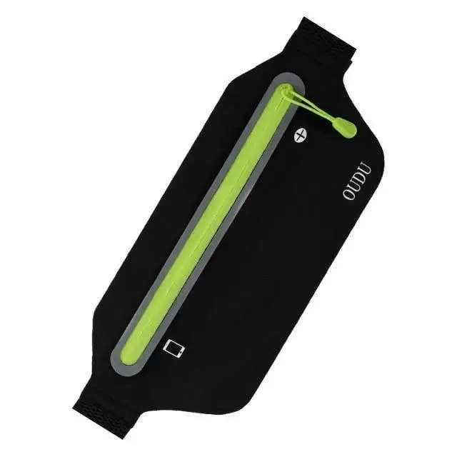 Stylish Hidden Waist Bag Sports Phone Men's Belt Bag Ultra-Thin Waterproof Mini Fanny Pack Black Reflective Runners Belt Jogging Pocket Belt
