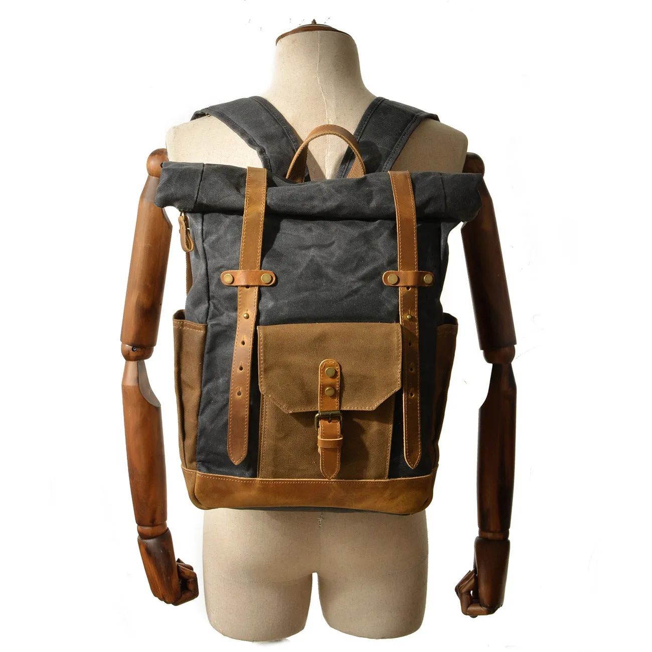 Women's & Men's Oil Wax Waterproof Canvas Computer Large Backpacks