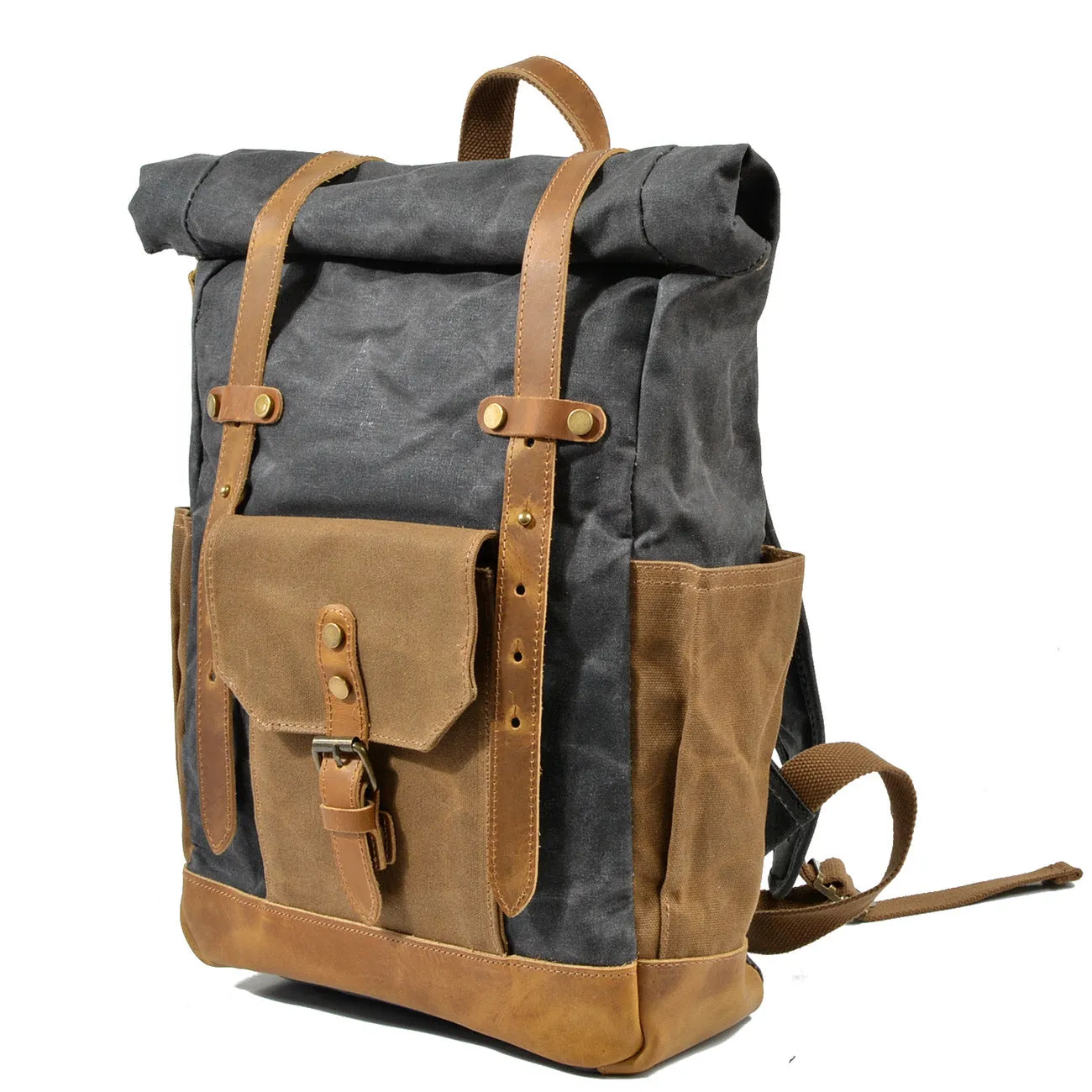 Women's & Men's Oil Wax Waterproof Canvas Computer Large Backpacks